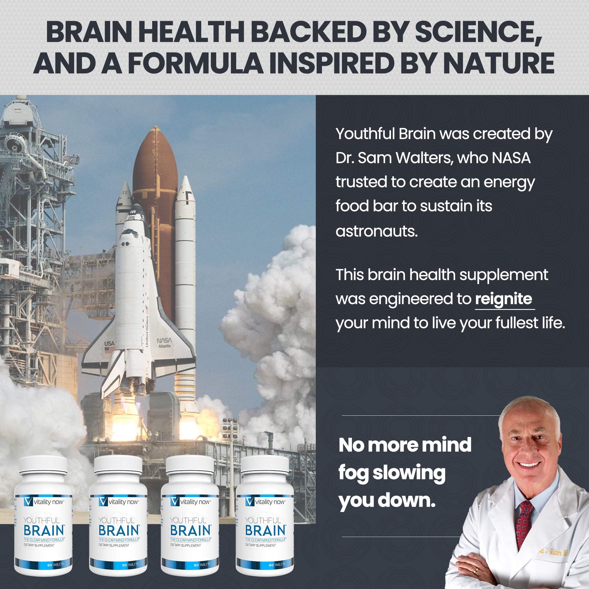 Vitality Now Youthful Brain 2 Bottle Bundle – Memory & Brain Health Support, Bacopa, Ginkgo, B12 (120 ct)