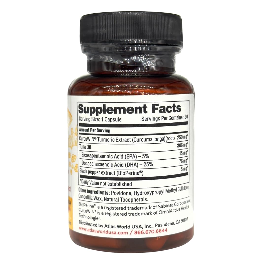 Vitality Rescue Fish Oil + Turmeric with BioPerine | CurcuWin 46x Absorption | 30 Capsules