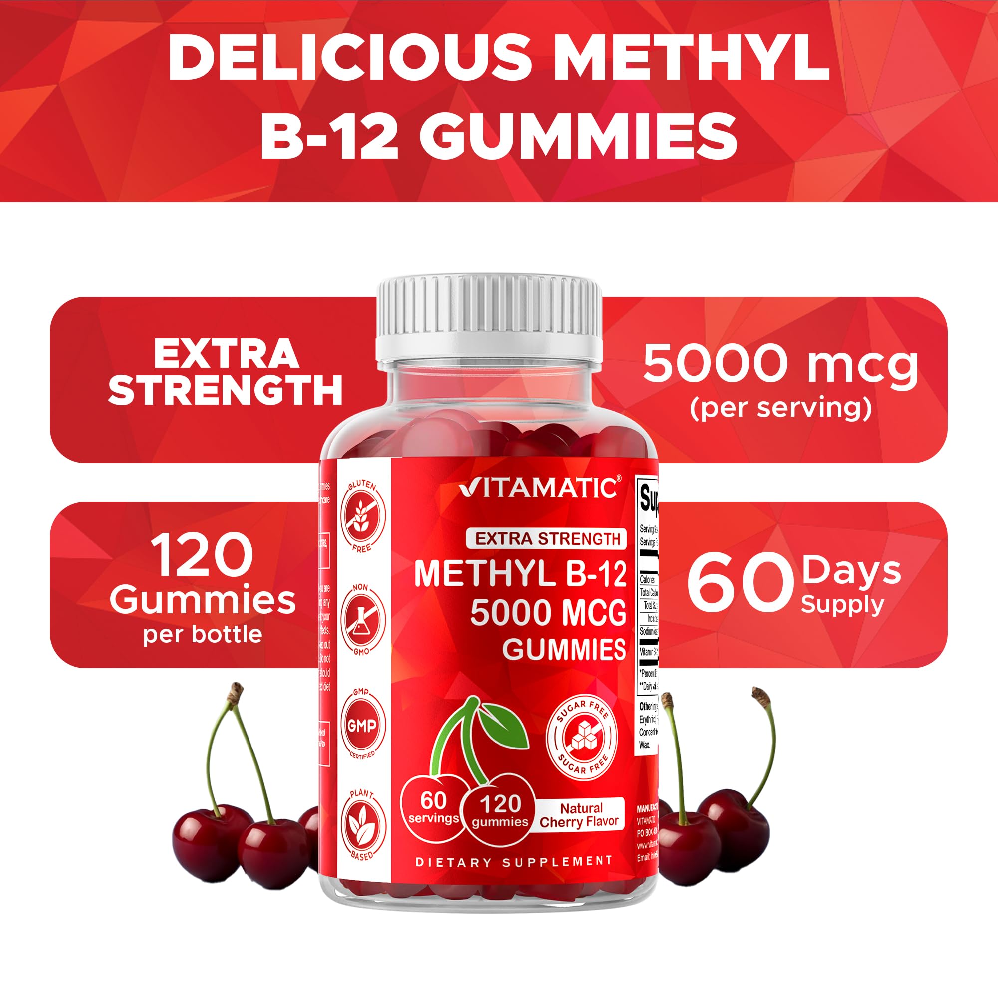 Vitamatic Extra Strength B12 5000 mcg Gummies - 120 ct, Methyl B12