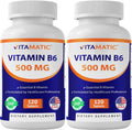 Vitamatic Vitamin B6 500 mg – 120 Vegetarian Tablets | 2-Pack – Energy, Metabolism & Immune Support
