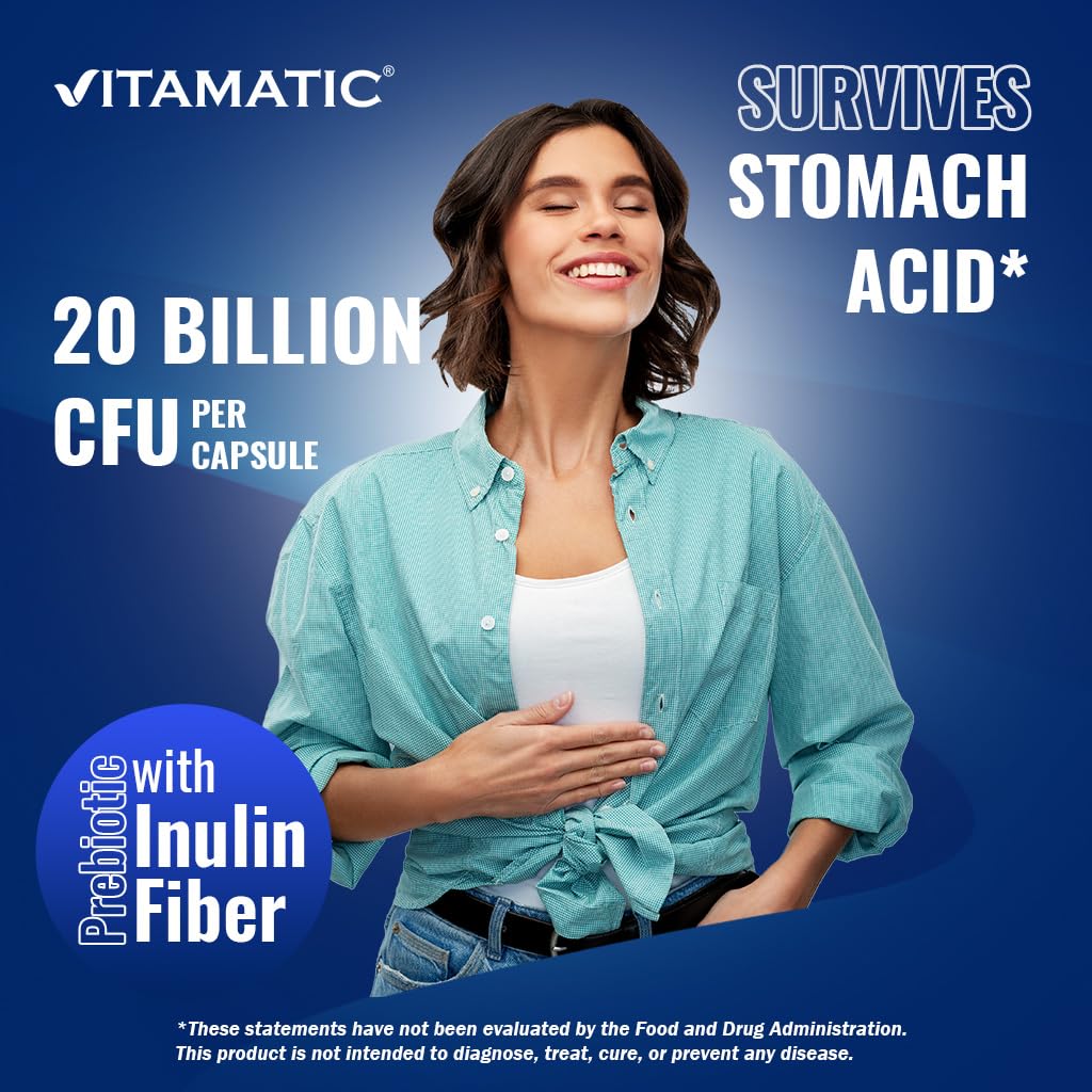 Vitamatic Bifidobacterium Lactis Probiotic – 20B CFU per DR Capsule – 120 Count (2-Pack)