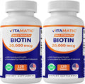 Vitamatic High Potency Biotin 20000 mcg with Keratin 100mg - 120 Vegetarian Tablets (Pack of 2) | Hair, Skin & Nails