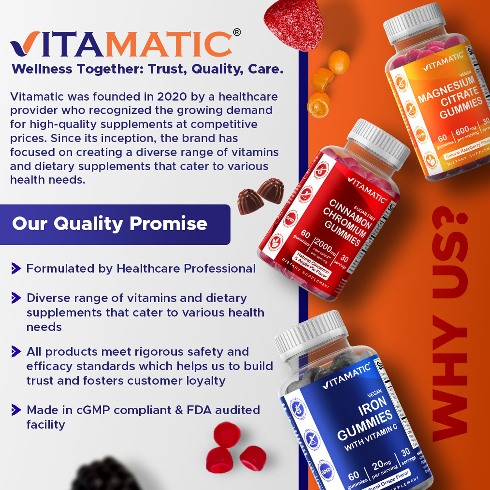 Vitamatic Biotin Gummies 10,000 mcg – 2 Bottles (60 Vegan Gummies Each) | Vitamin B7