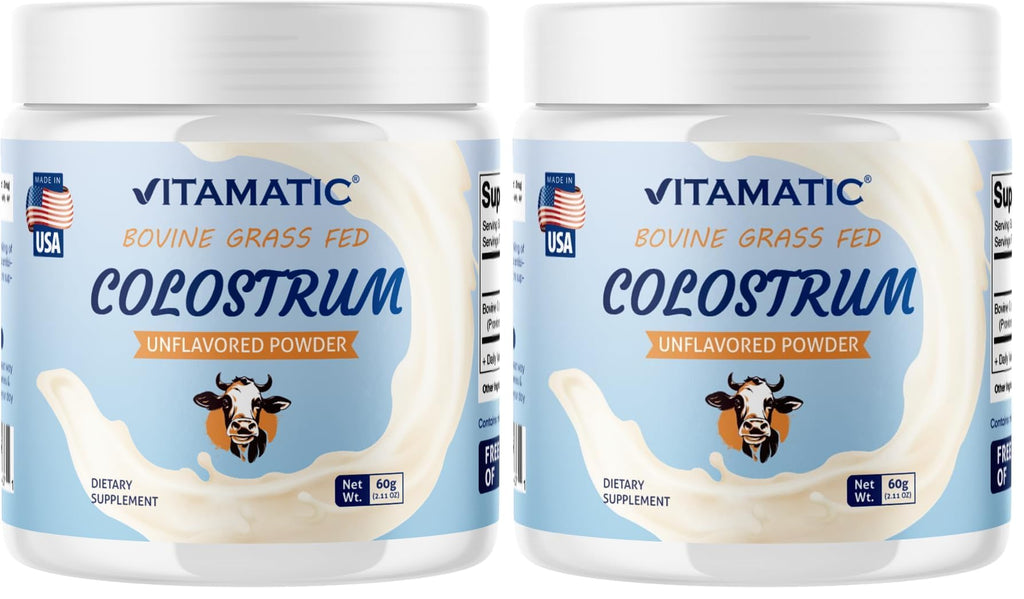 Vitamatic Bovine Colostrum Powder 30% IgG - 60g (2-Pack) for Gut Health & Immunity