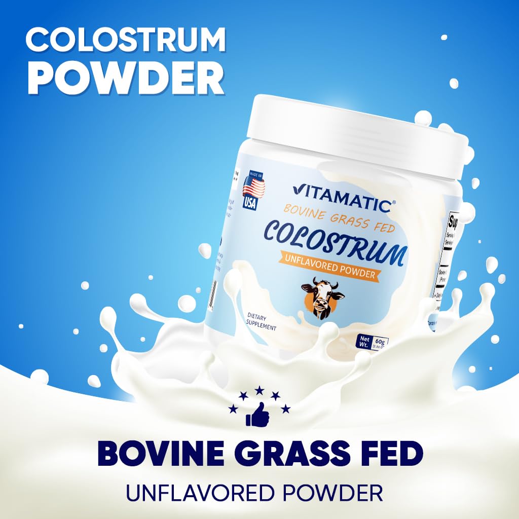 Vitamatic Bovine Colostrum Powder 30% IgG - 60g (2-Pack) for Gut Health & Immunity