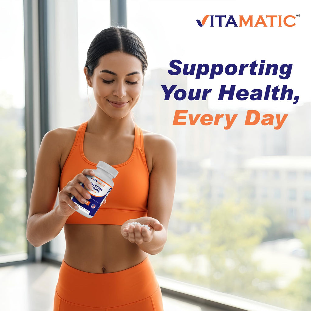 Vitamatic Calcium Citrate with Vitamin D3 – 630 mg Calcium + 500 IU D3, 240 Tablets – Non-GMO, Gluten-Free