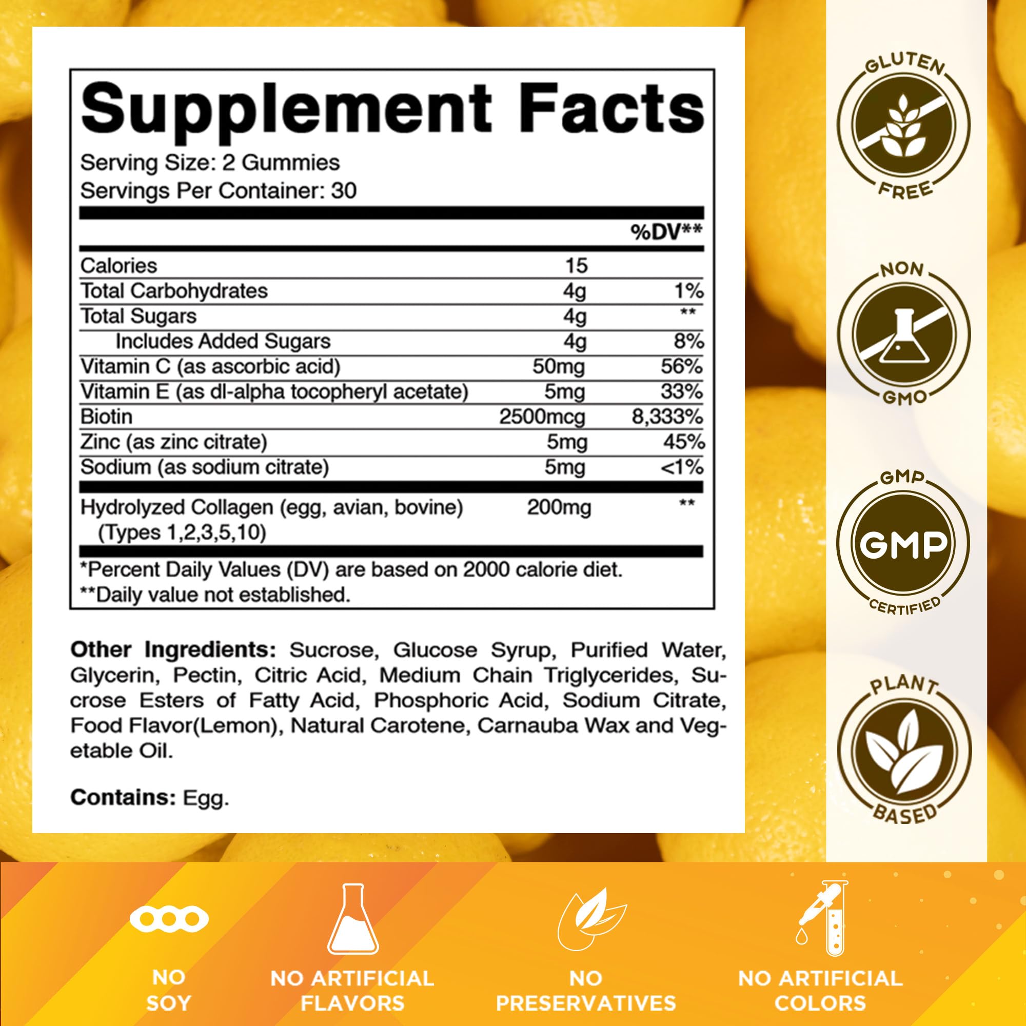 Vitamatic Hydrolyzed Collagen Gummies with Vitamin C, Zinc & Biotin – 2 Pack (60 Gummies)