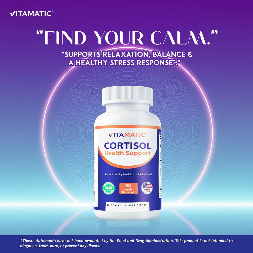 Vitamatic Cortisol Health Support - 90 Veggie Capsules | Adaptogenic & Nootropic