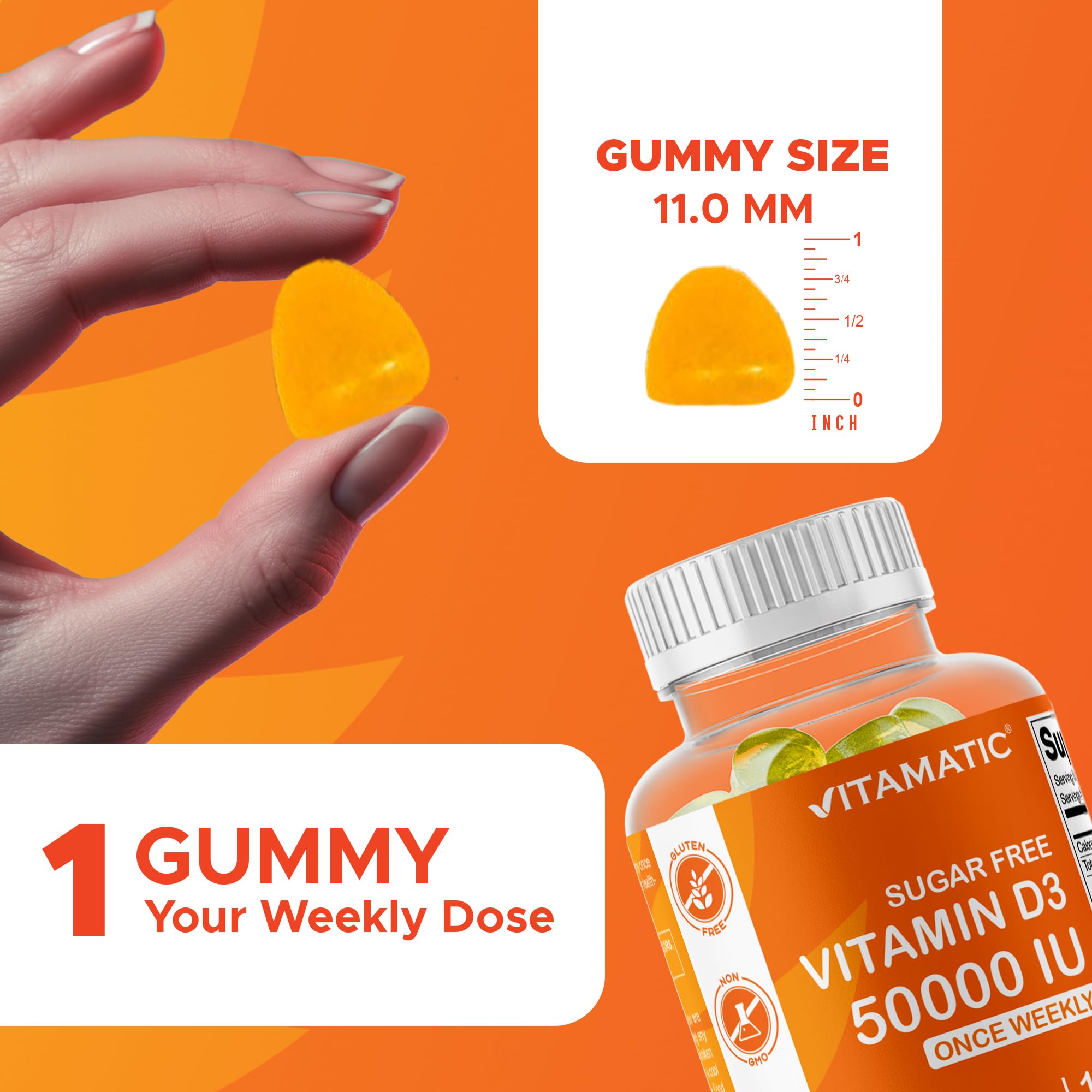 Vitamatic Sugar Free Vitamin D3 50,000 IU Weekly Gummies - 2 Pack