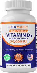 Vitamatic Vitamin D3 50,000 IU Weekly Dose – 60 Veggie Capsules