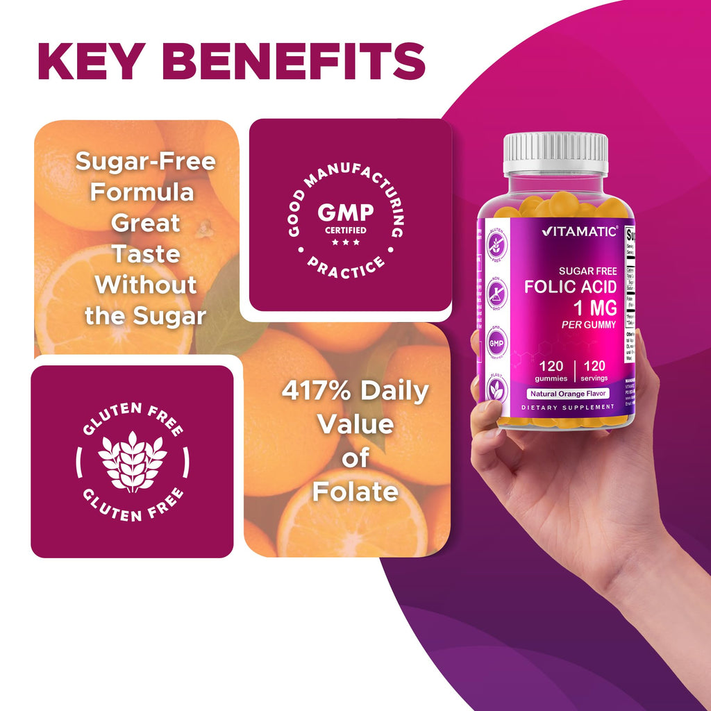 Vitamatic Folic Acid Gummies 1000 mcg - Prenatal Vegan Vitamin