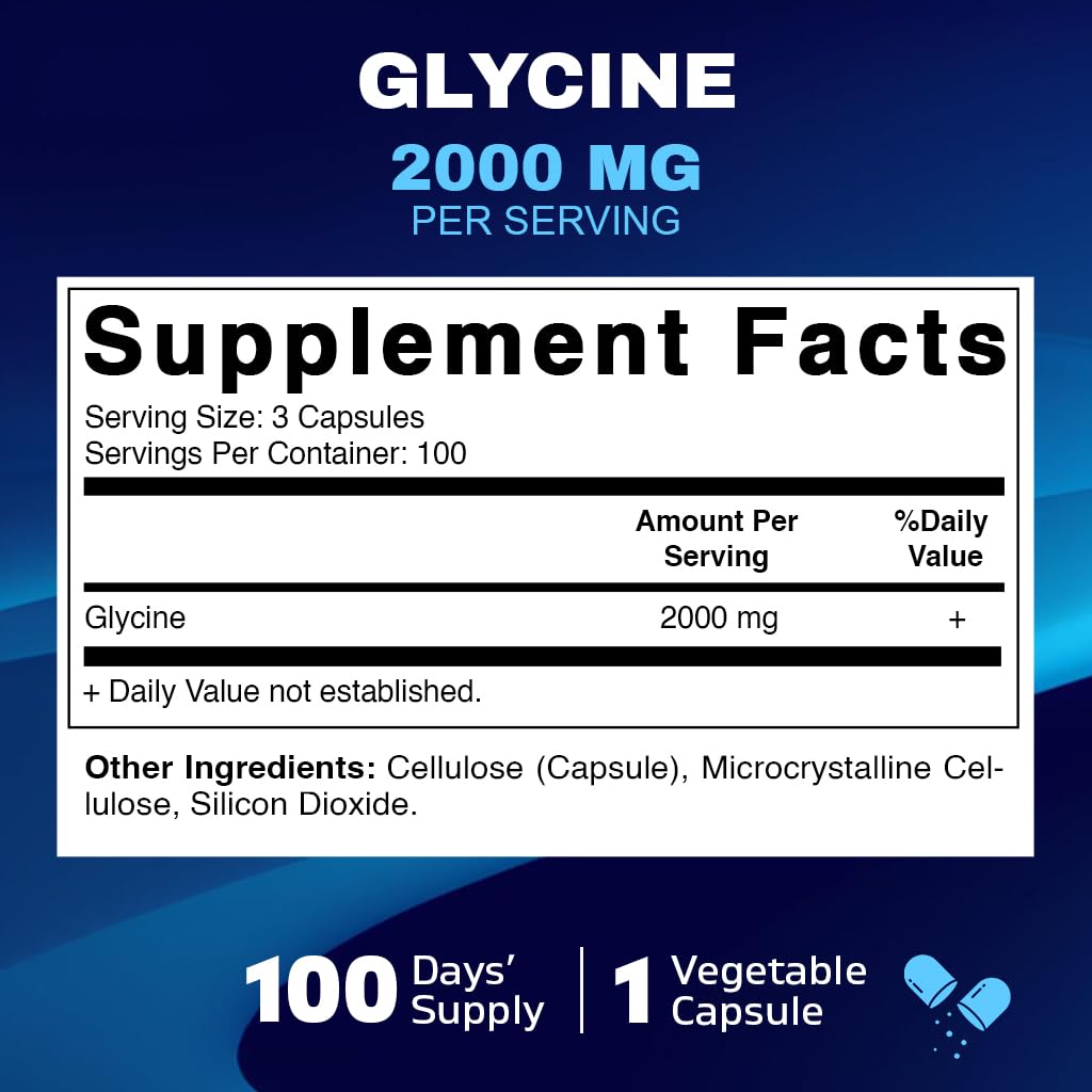 Vitamatic Glycine 2000mg – 300 Count, Non-GMO, Gluten Free (2 Pack)