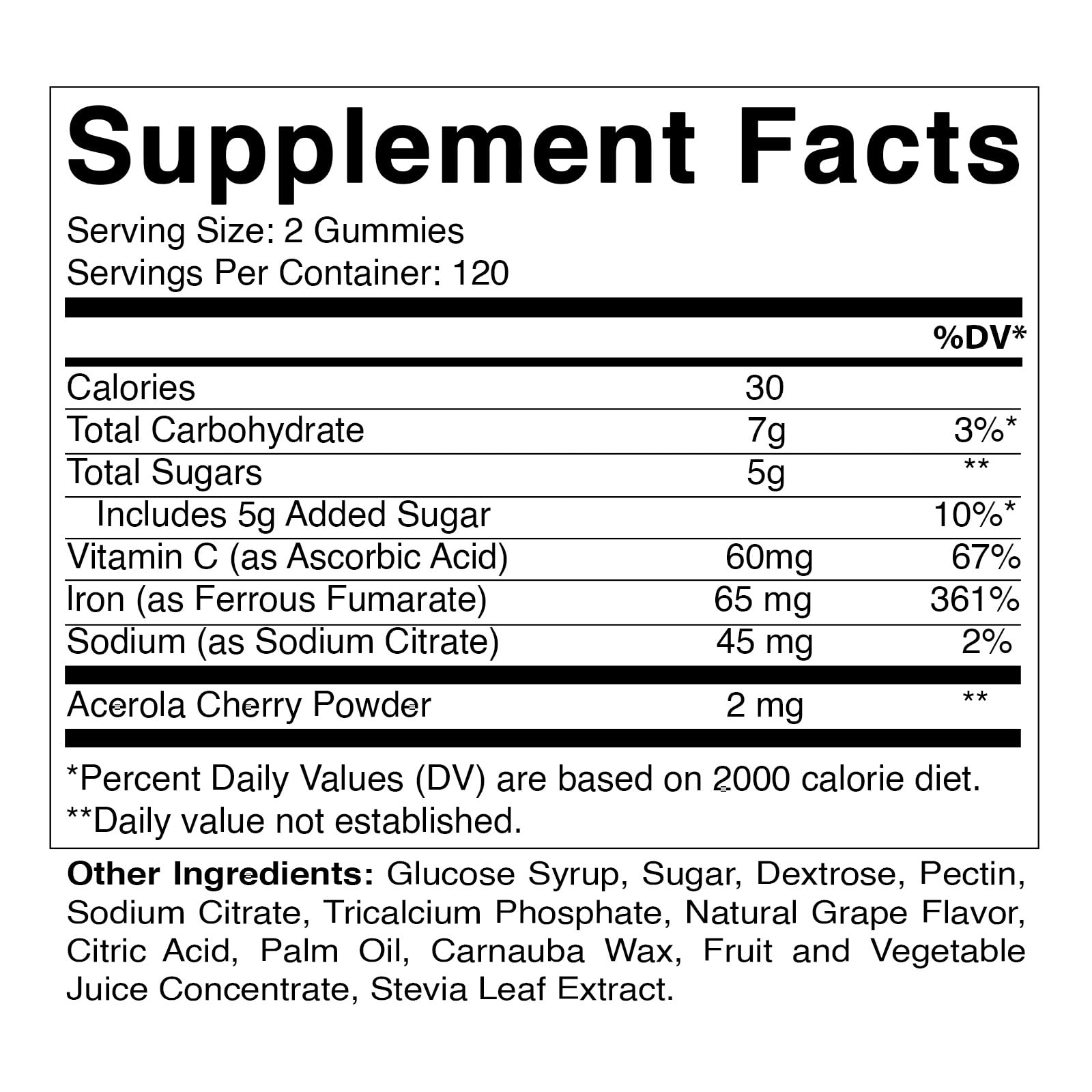 Vitamatic Iron 65 mg Gummies – 240 Vegan Iron Gummies with Vitamin C