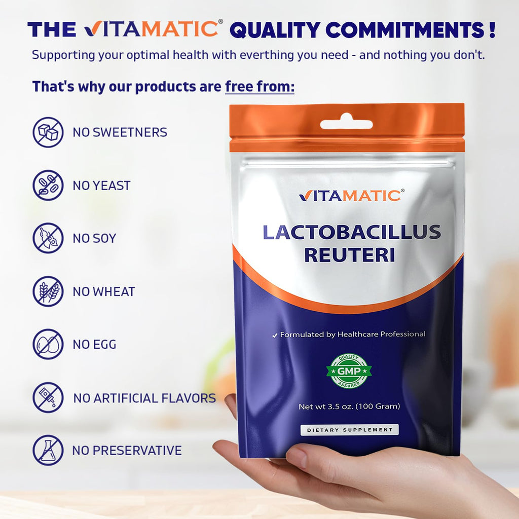 Vitamatic Lactobacillus Reuteri Probiotic Powder - Digestive Health | 100 g | 100 Servings
