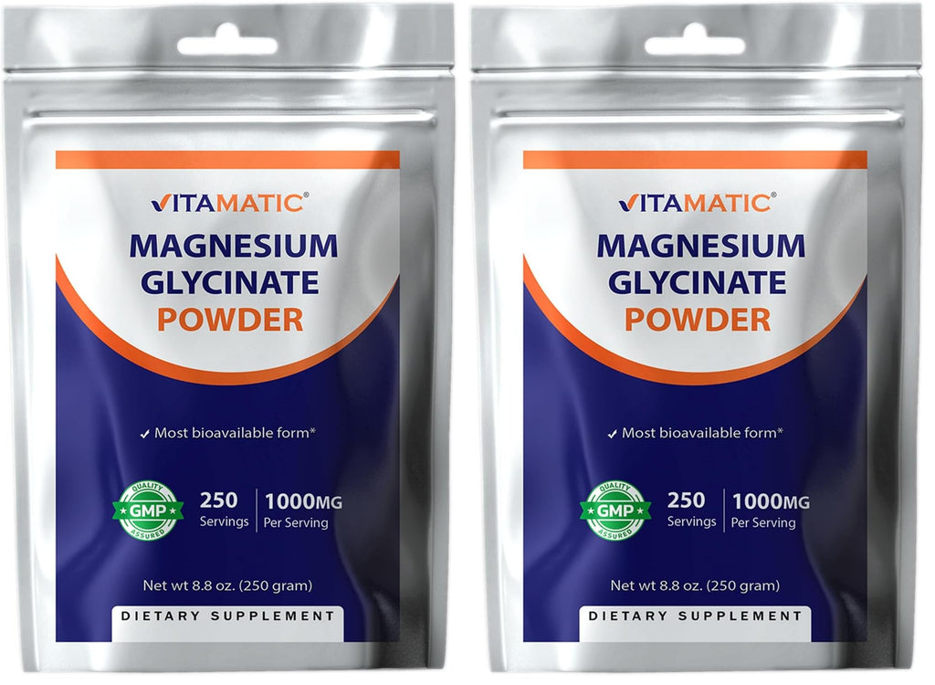 Vitamatic Magnesium Glycinate & Oxide – Supports Muscle, Joint & Heart Health | 250g Pack of 2