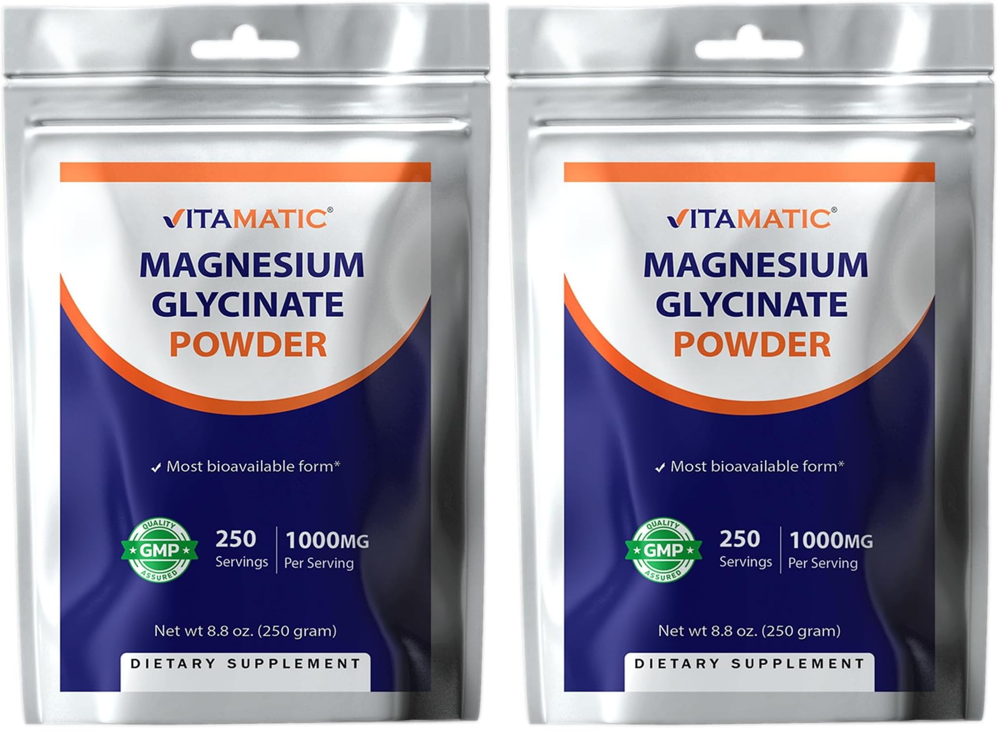 Vitamatic Magnesium Glycinate & Oxide – Supports Muscle, Joint & Heart Health | 250g Pack of 2