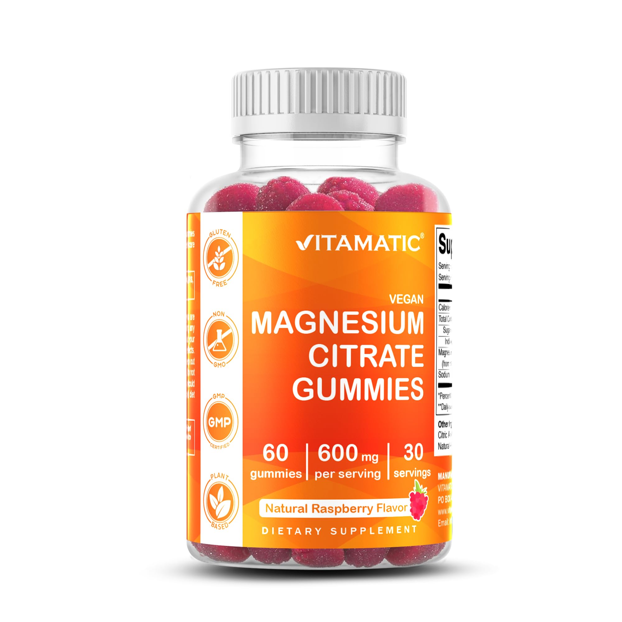 Vitamatic Magnesium Gummies 600mg – 60 Vegan Count for Relaxation, Muscle, Bone & Energy