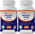 Vitamatic 2 Pack Mastic Gum 1000mg per Serving | Digestive & Immune Support | 240 Capsules
