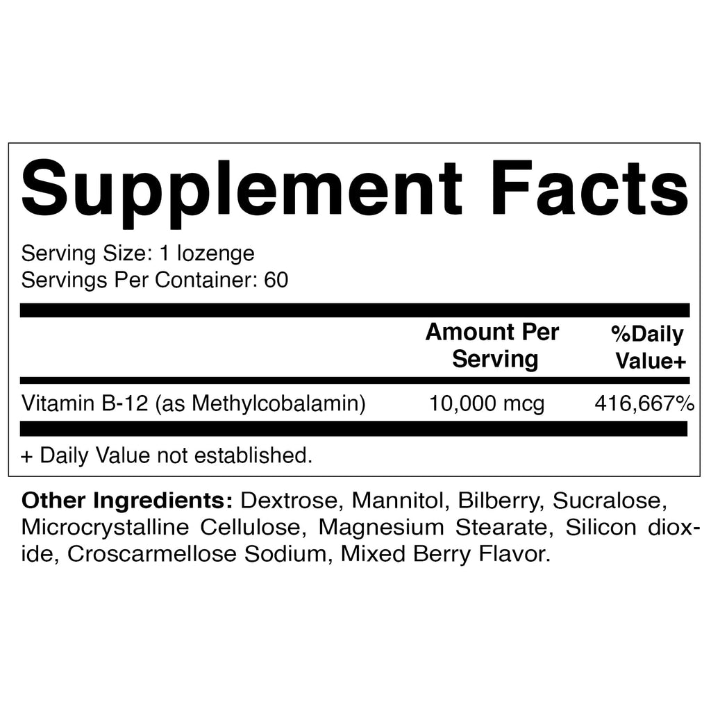 Vitamatic Methyl B12 (Methylcobalamin) 10,000 mcg – 60 Lozenges | Pack of 2 | Energy & Nerve Health