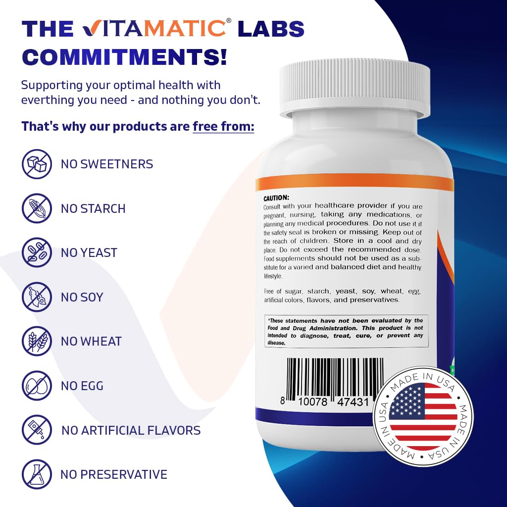 Vitamatic MSM 2000 mg with Vitamin C 75 mg – 180 Veg Capsules – Non-GMO & Gluten Free – Pack of 2