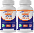 Vitamatic Niacin 500mg – Sustained Release (240 Tablets Pack of 2) Non-GMO & Gluten Free