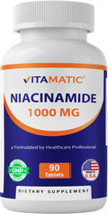 Vitamatic Niacinamide 1000 mg - 90 Tablets | Flush-Free Vitamin B3 for Energy Production