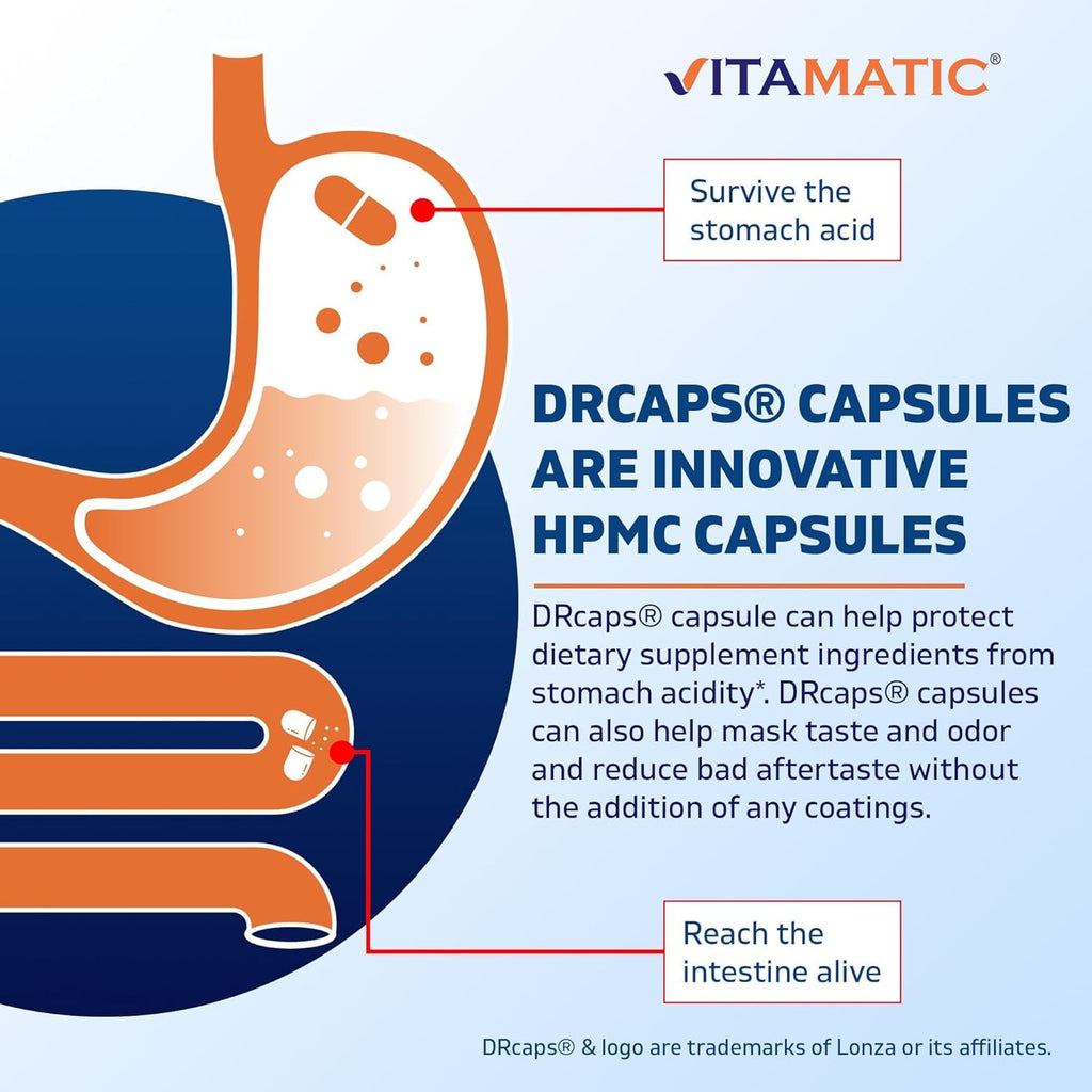 Vitamatic Bacillus Subtilis 10B DR Capsule – 60 Count | Digestive & Immune Health + Prebiotic Inulin