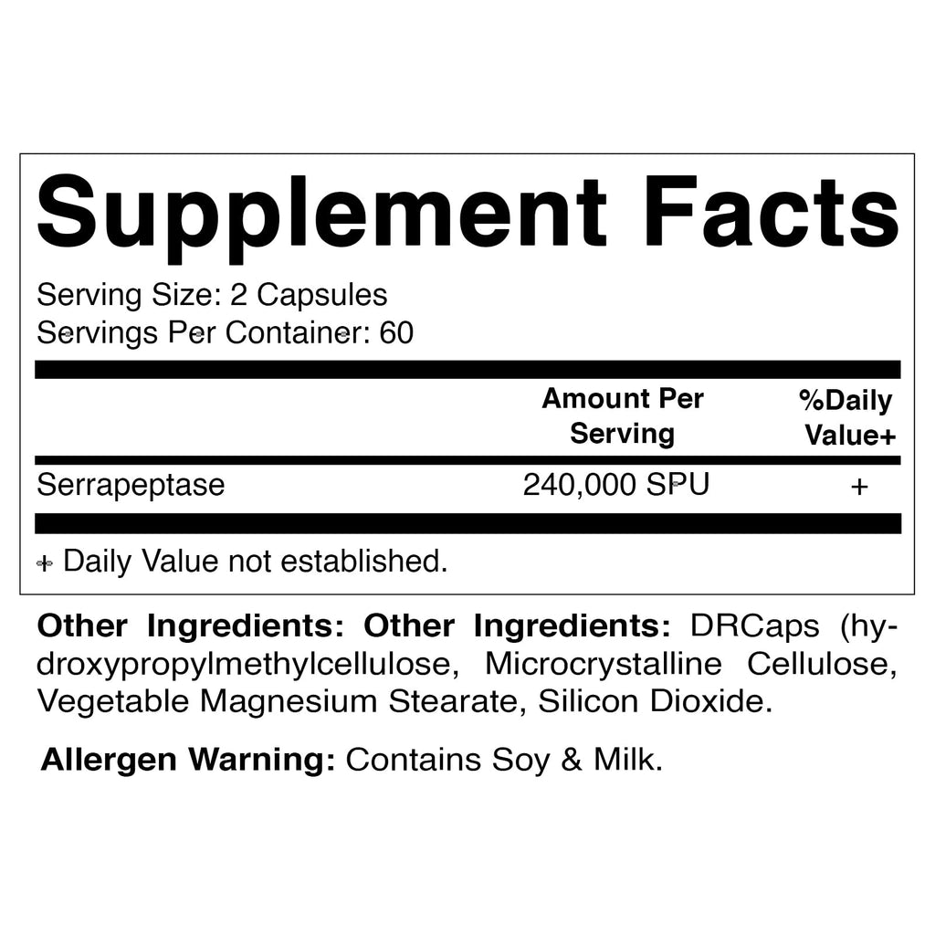 Vitamatic Serrapeptase 240,000 SPU – 120 Delayed-Release Enteric Capsules (Pack of 2, USA Made)