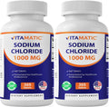 Vitamatic Sodium Chloride 1000mg – 365 Tablets (2 Bottles) Hydration & Electrolyte Replenisher