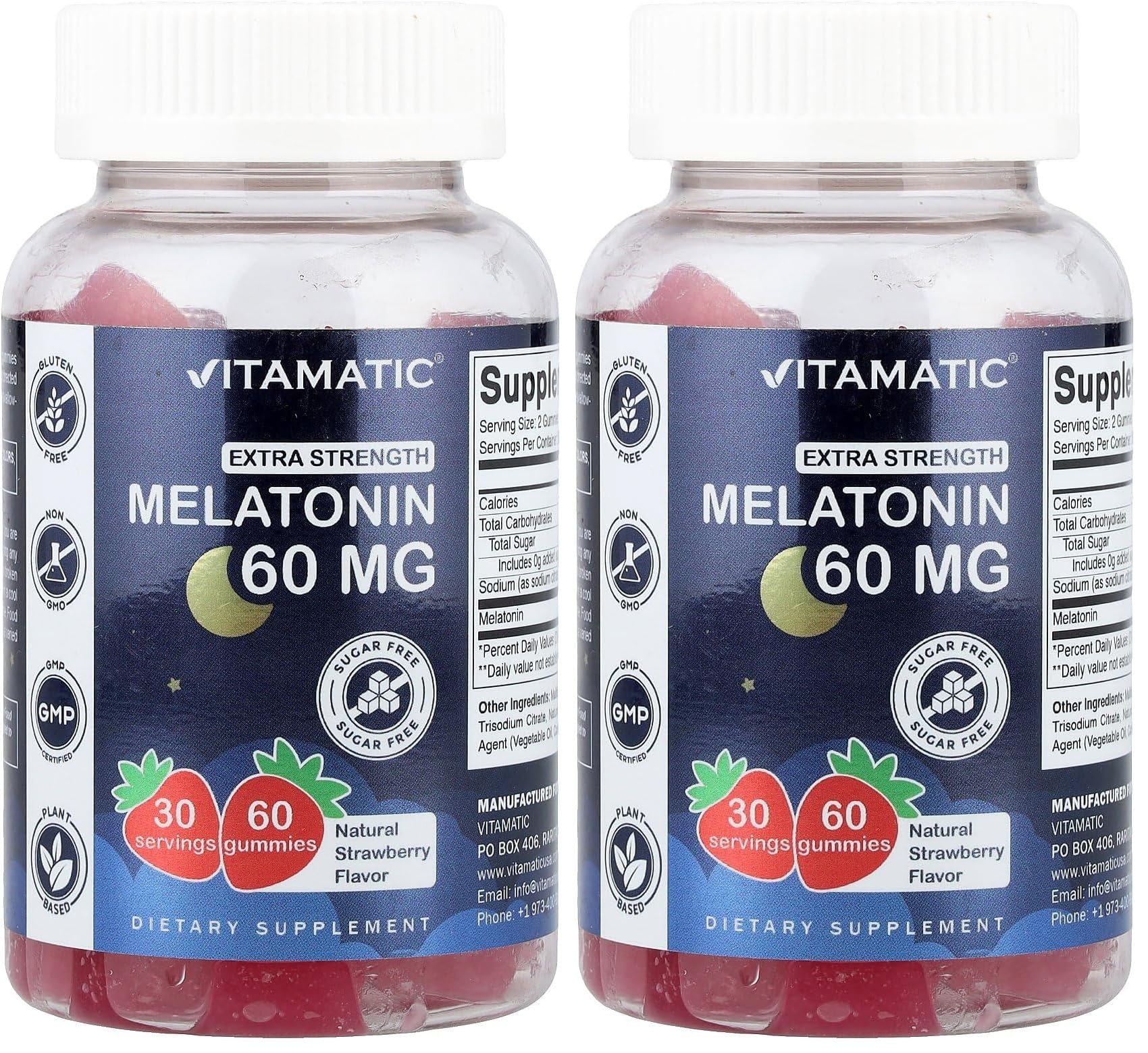 Vitamatic Sugar Free Melatonin Gummies 60 mg – 60 Veg Gummies, Pack of 2