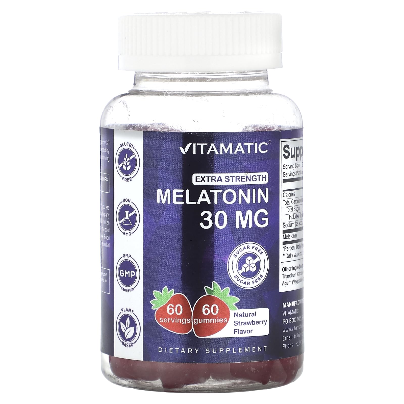 Vitamatic Sugar Free Melatonin Gummies 30mg per Gummy - 60 Servings