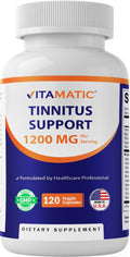 Vitamatic Tinnitus Relief Support – 120 Veggie Capsules | 1200 mg per Serving | Ear Health, Non-GMO, Gluten-Free