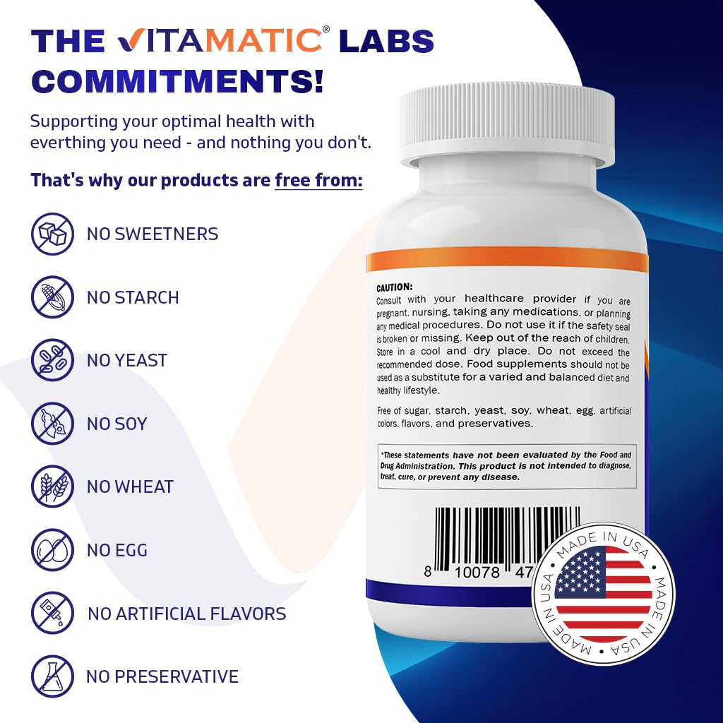 Vitamatic TMG 1000mg – Trimethylglycine (Betaine Anhydrous) – 120 Tablets, 2 Bottles – Non-GMO & Gluten Free