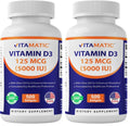 Vitamatic Vitamin D3 5000 IU (125 mcg) – Olive Oil-Based Softgels, 500-Day Supply (Pack of 2) | Non-GMO & Gluten-Free