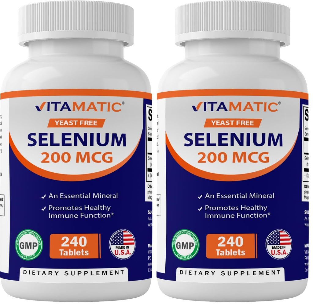 Vitamatic Yeast Free Selenium 200mcg – Selenomethionine Supplement, 240 Tablets (Pack of 2)