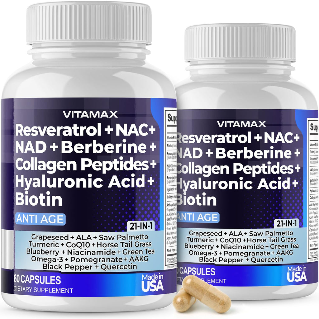 Vitamax 21-in-1 Age Smart NAD+ Resveratrol Berberine – Made in USA