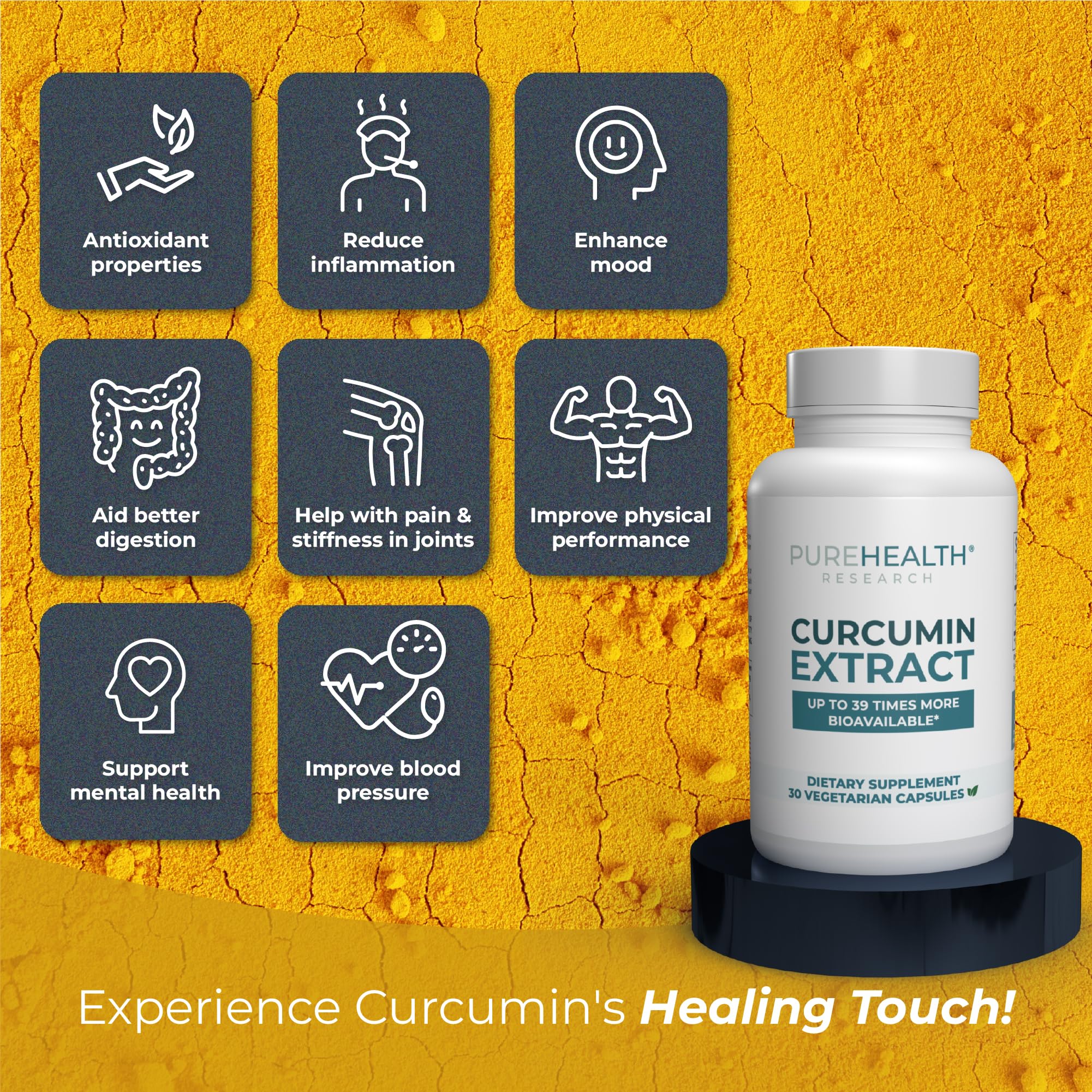 PureHealth Curcumin Extract – High-Absorption Turmeric for Immune & Joint Support (Curcugen x39)
