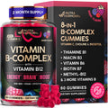 Vitamin B-Complex Gummies for Women & Men - B1-B12 + Vitamin C & Choline - Berry Flavor, Vegan (60 Gummies)