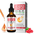 Vitamin B Complex Liquid Drops – Vegan B12 (Methylcobalamin) with B1, B3, B6, B9 and Niacin – 40 Servings
