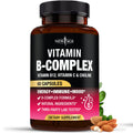 Vitamin B Complex for Men & Women – Made in USA | B-Complex with B1–B12, Vitamin C, Choline & Inositol – 60 Vegan Capsules