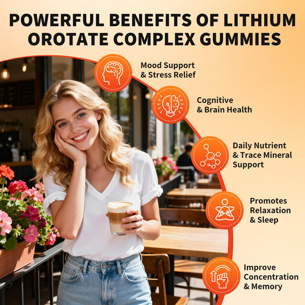 Lithium Orotate Gummies 5mg with Vitamin B, Magnesium & Selenium – Mood Support & Brain Health (60 Gummies) | Vegan, Non-GMO, Gluten-Free