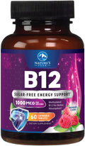 Vitamin B12 1000 mcg Methylcobalamin - Vegan, Sugar-Free Raspberry | 60 Chewable Tablets | 60 Day Supply