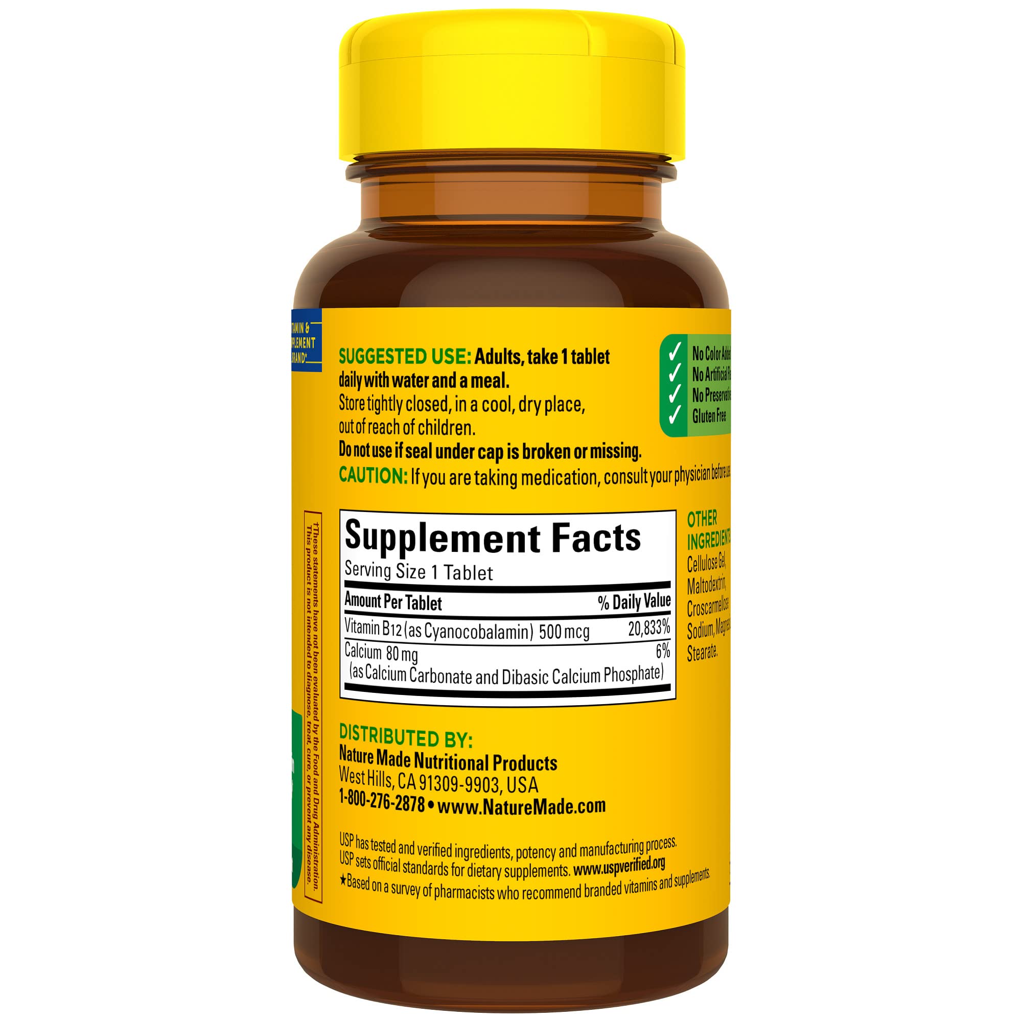 Nature Made Vitamin B12 500 mcg Tablets – Energy Metabolism Support, 100 Count (100 Day Supply)