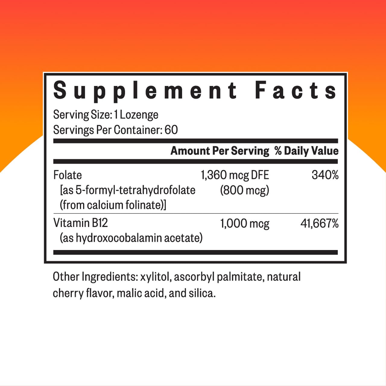 Hydroxo B12 with Folinic Acid – Heart Health Vitamin B12 | 60 Lozenges