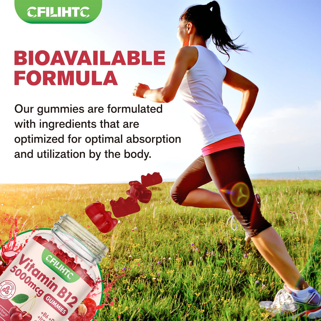 Vitamin B12 Gummies 5000mcg Methyl B12 – Cherry Sugar-Free (Women & Men)