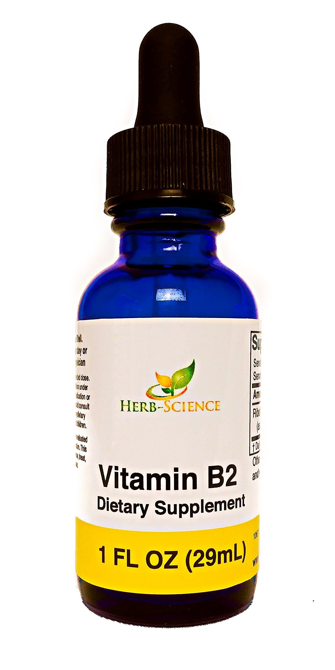 Herb-Science Vitamin B2 Drops – Riboflavin Liquid, Hair & Skin Support (1 oz)