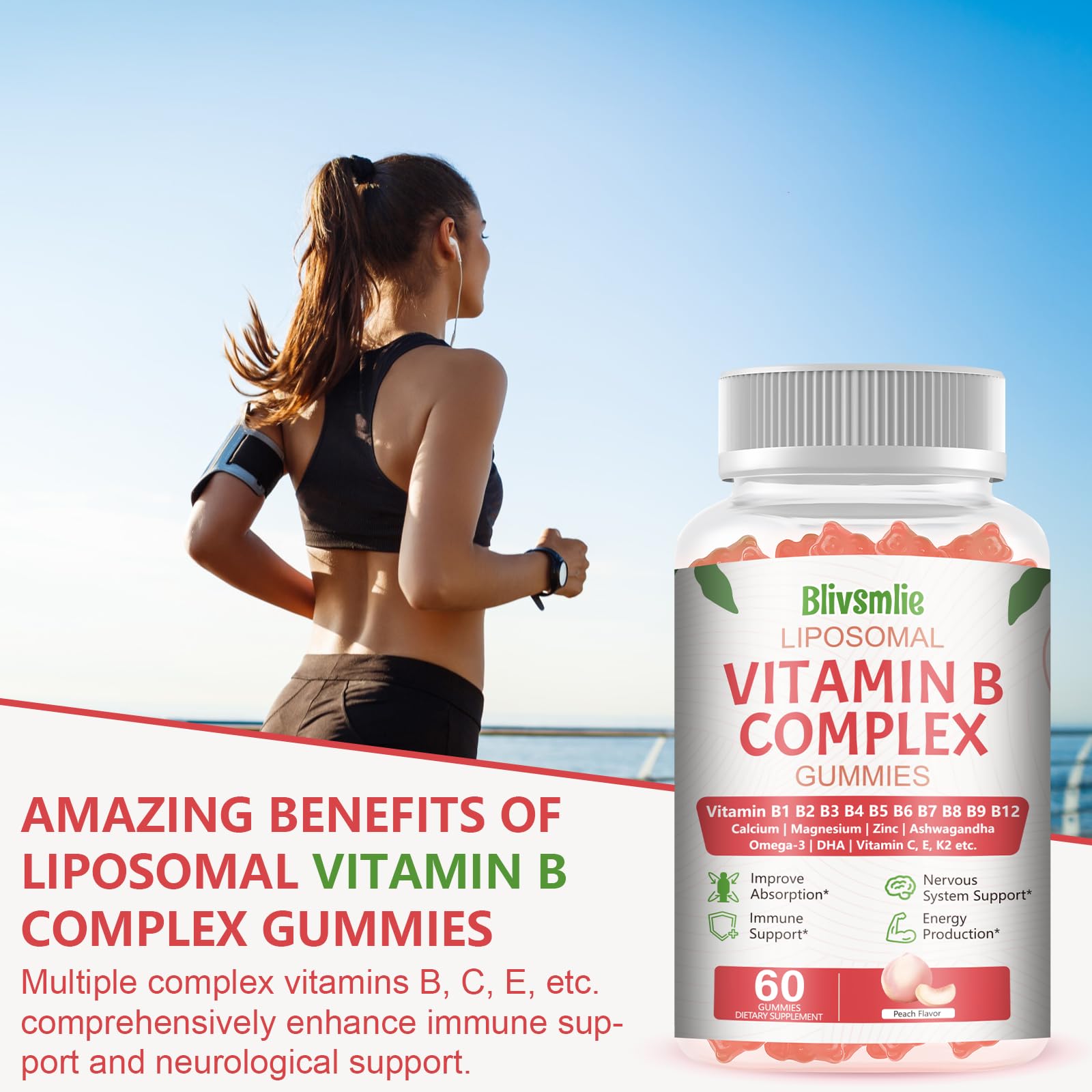 33-In-1 Liposomal Vitamin B Complex Gummies – B1 to B12 + C, D3 & K2 | Energy, Immunity & Heart Support