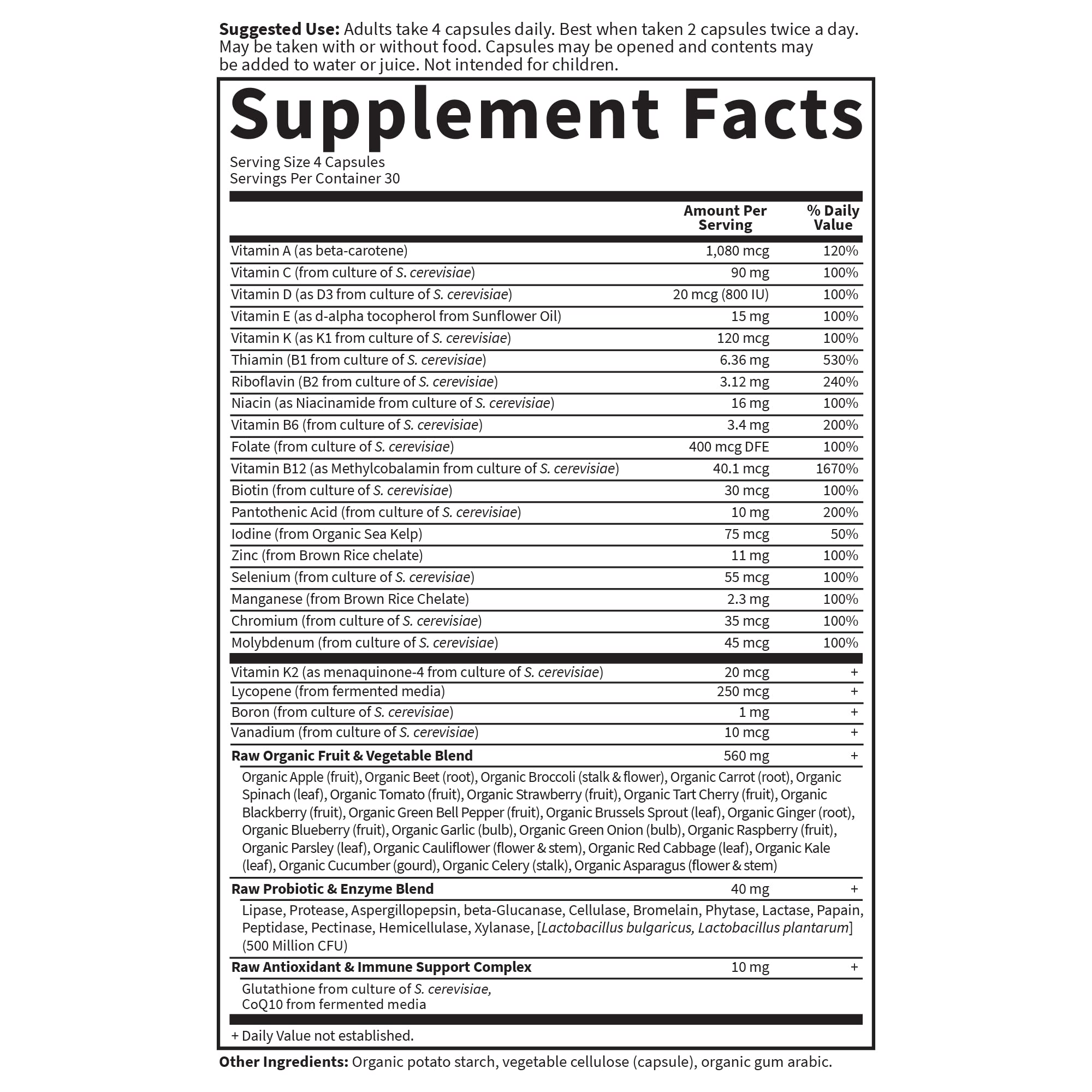 Garden of Life Vitamin Code Men's Whole-Food Multivitamin - 120 Caps | Probiotics, Prostate & Heart Health