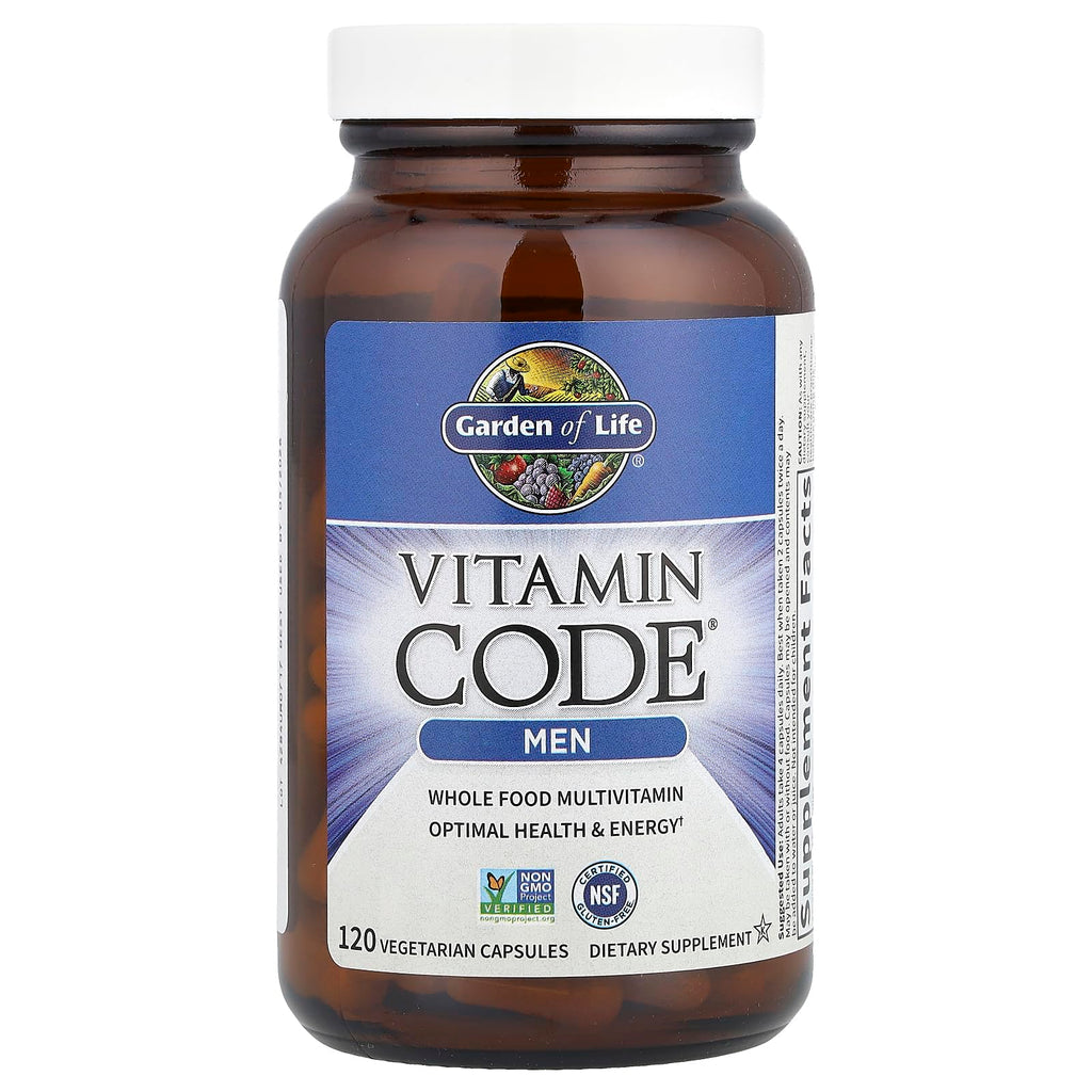 Garden of Life Vitamin Code Men's Whole-Food Multivitamin - 120 Caps | Probiotics, Prostate & Heart Health