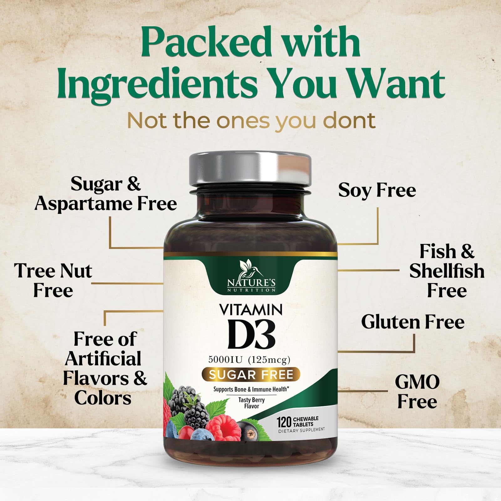Vitamin D3 5000 IU Chewables – Immune & Bone Support | Nature's Nutrition